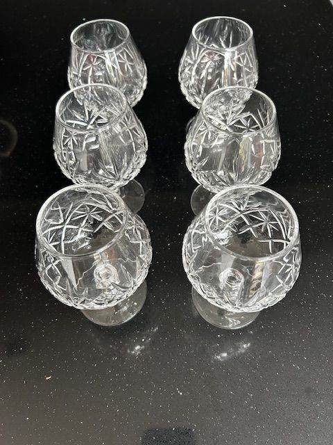 6 Crystal Brandy Glasses