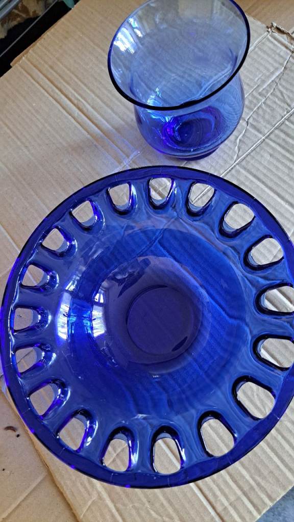Glass Tableware Blue Glass Fruit Bowl, Small Vase