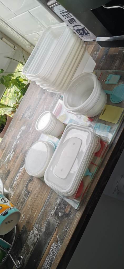 Free empty plastic sweet tubes and takeaway tubs