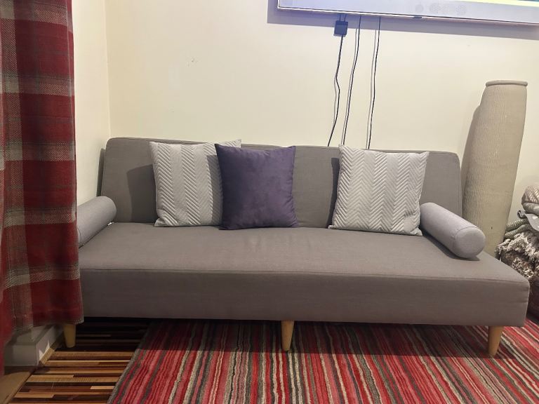 Retro Sofabed in Grey from John Lewis in VGC cotton, clean 