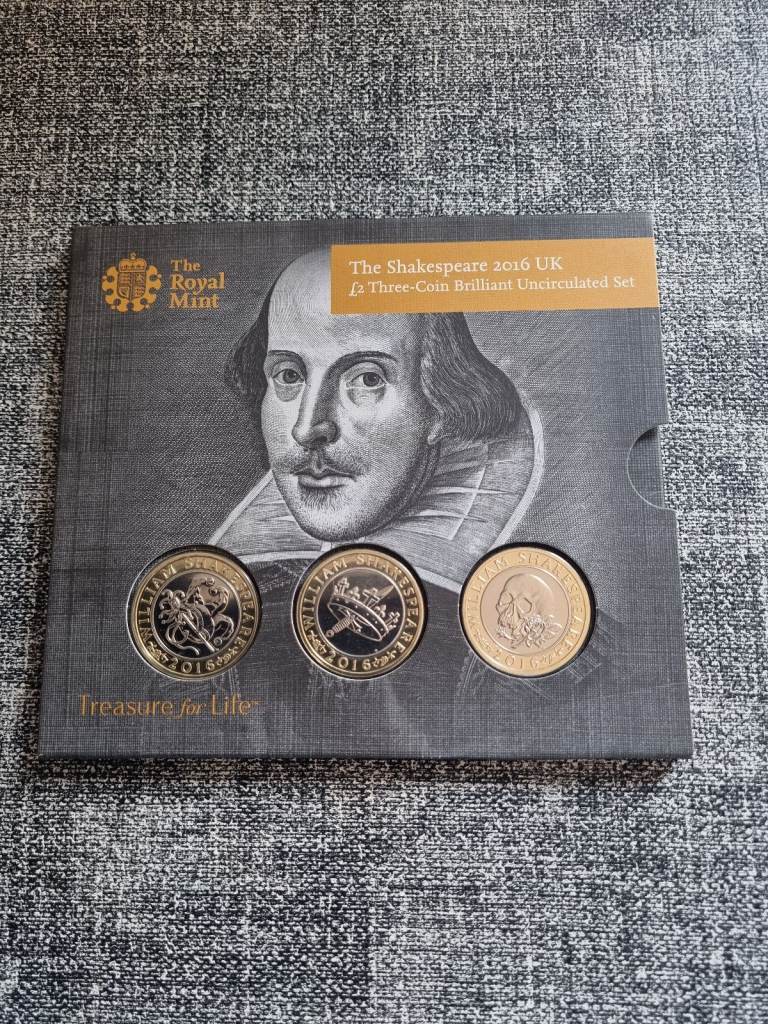 William Shakespeare 2016 3 coin collection unc.