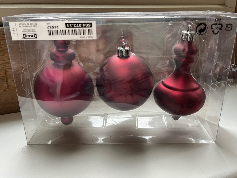 Ikea Christmas Baubles / Decorations (set of 3 )