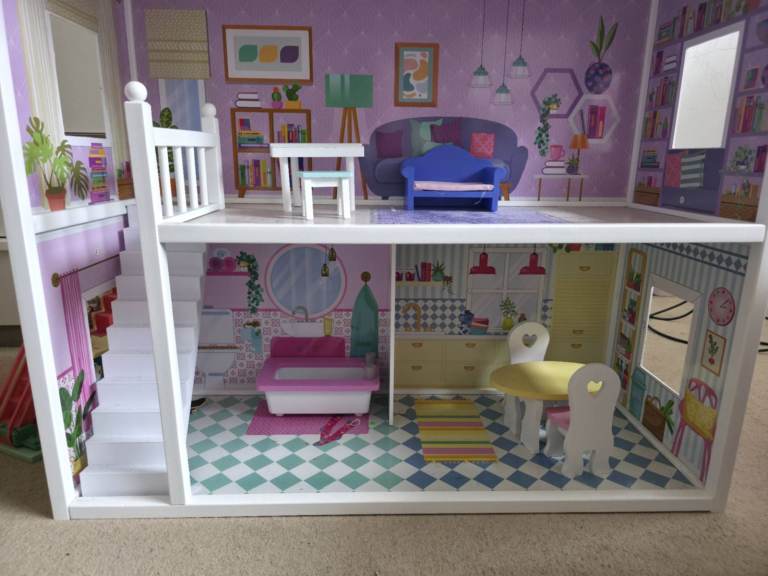 Sadie's Wooden Doll House with Furniture – Good Condition