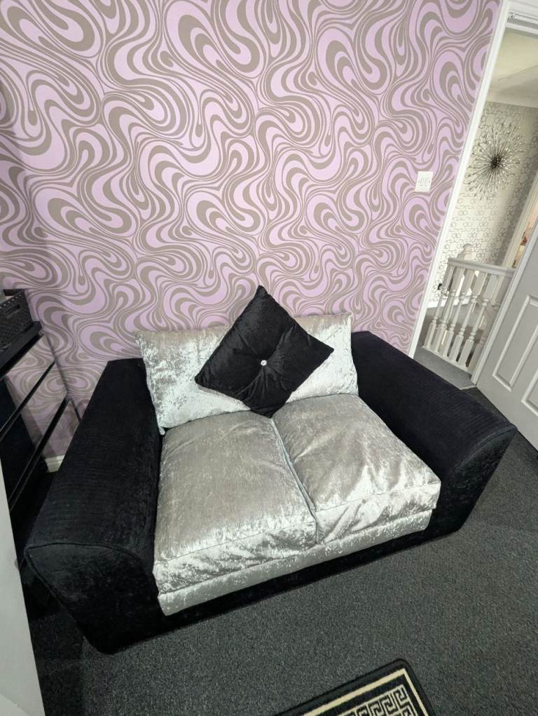 Free 2 seater sofa black & silver 