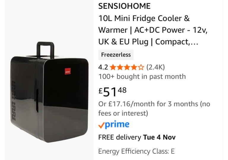 As new mini fridge 10L