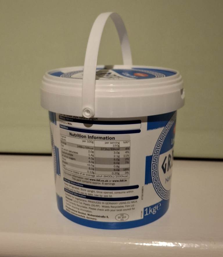 Storage Plastic Buckets - Empty Yoghurt Pot Buckets with Handles (1kg/1l) 10/£5, 30/£13, 50/£23