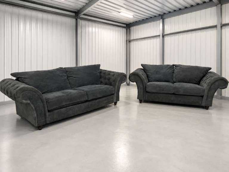 Grey Fabric 2-Seater and 3-Seater Sofas – Good Condition