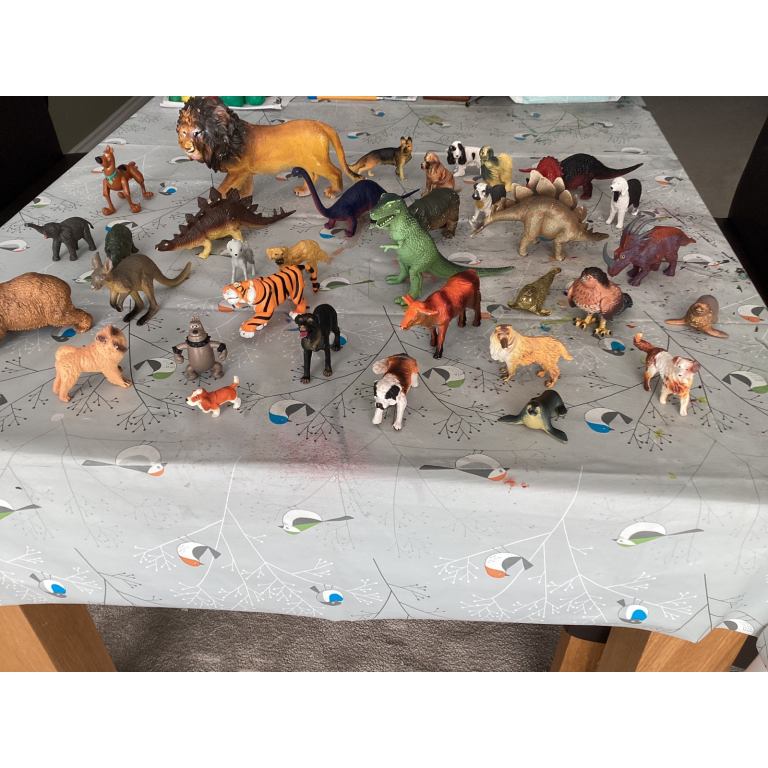 Toy animal collection of many animal figures