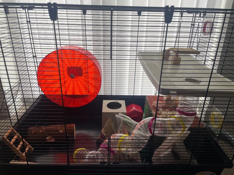 Hamster cage 81X61 with food, toys, sand