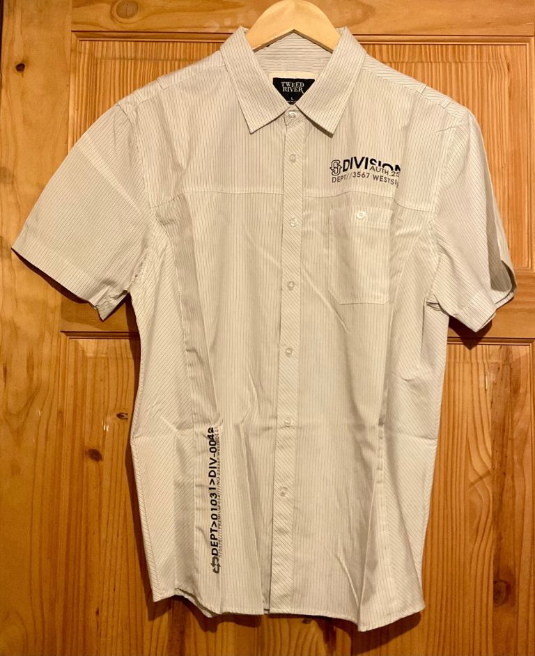 Mens Tweed River White Short Sleeve Striped Shirt - Size: Large New