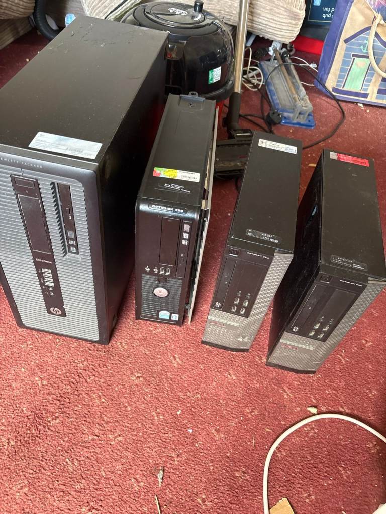 4 x Dell / HP Desktop PCs – No Hard Drives – £40 the lot