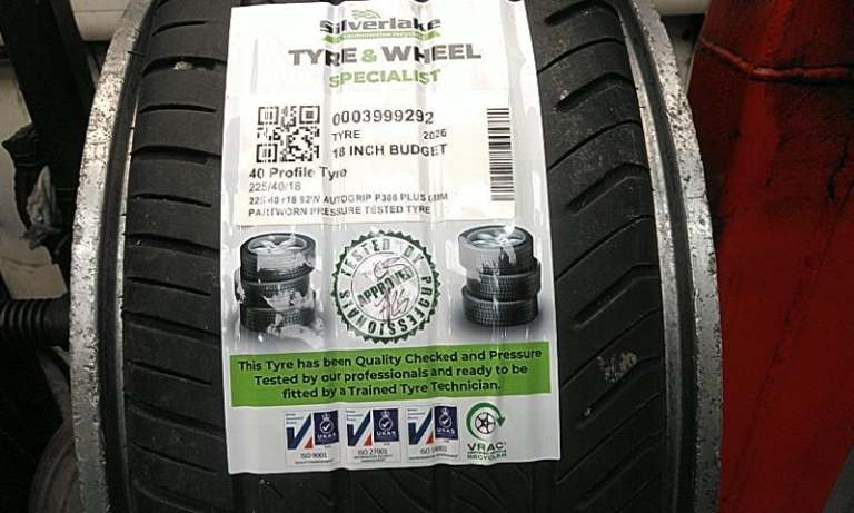 225 40 R18 92w Autogrip P308 Plus 6mm Partworn Pressure Tested Tyre