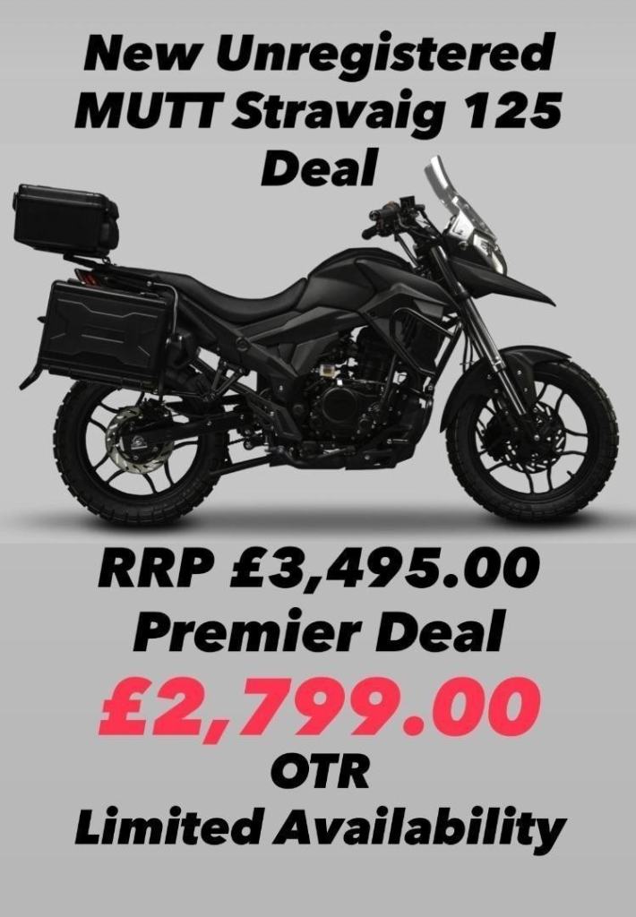 New Unregistered MUTT Stravaig 125 Motorcycle with Warranty and Luggage 
