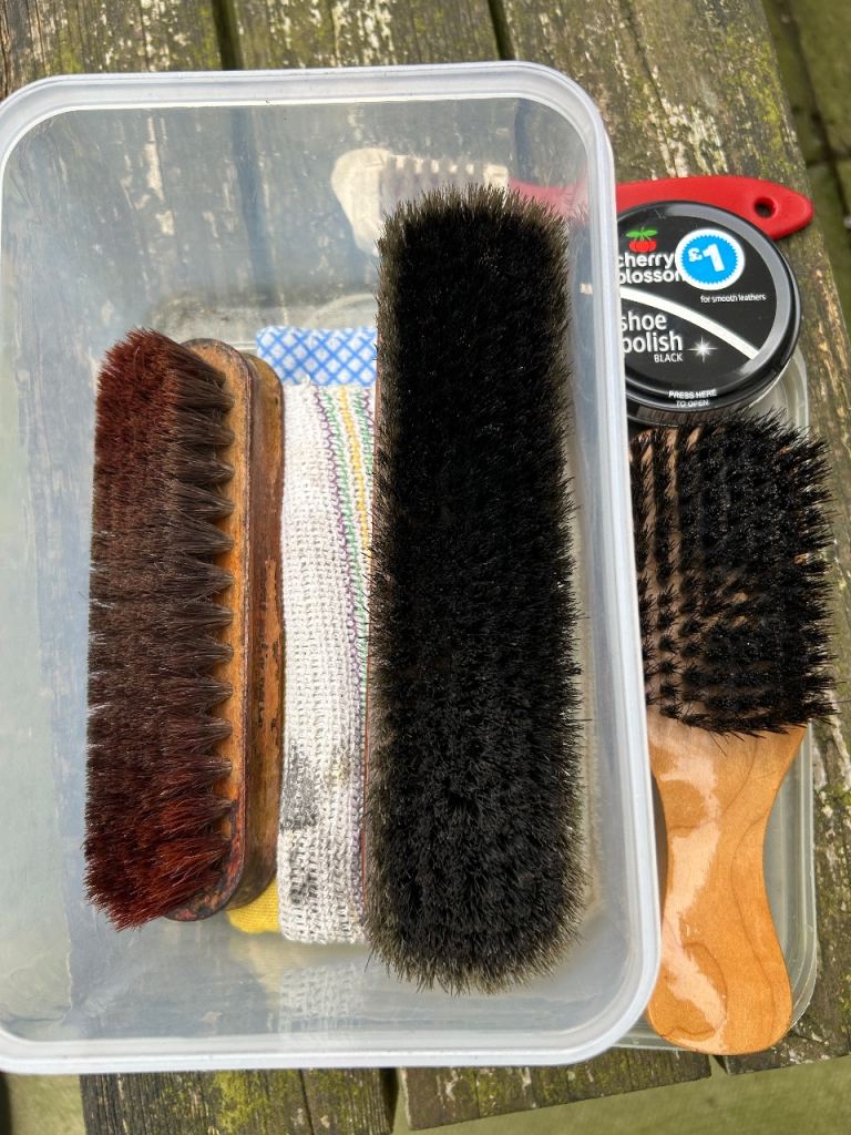 Shoe Polish Kit with Brushes and cloths