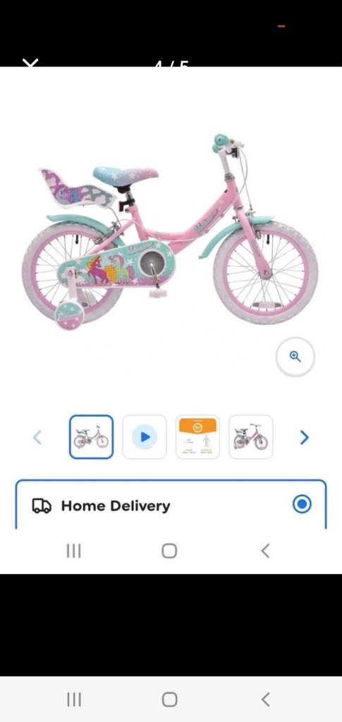 16"Unicorn Girl kids Bike with Doll Carrier Pink