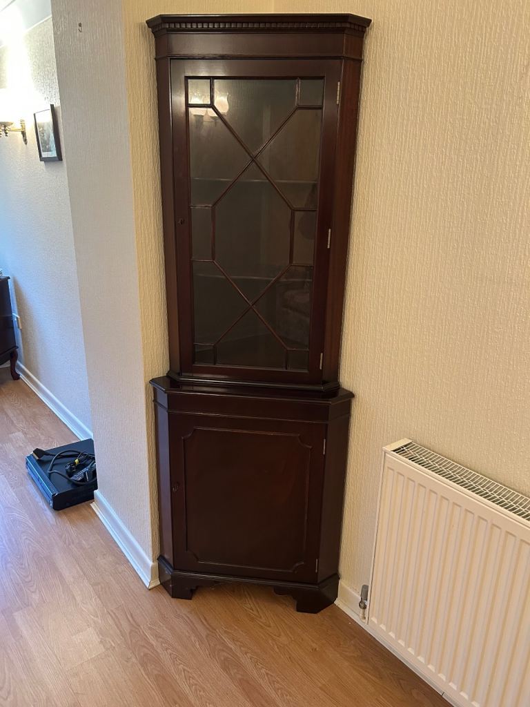 Mahogany corner cupboard