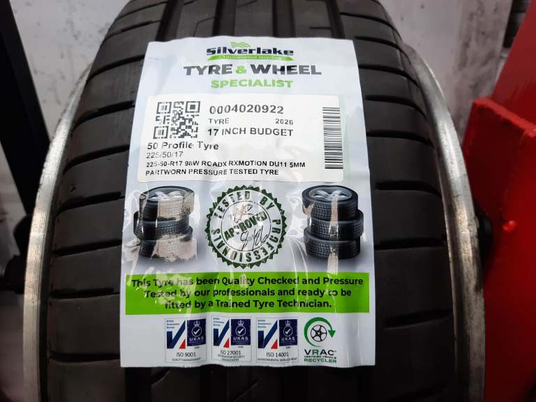 225-50-R17 98w Roadx Rxmotion Du11 5mm Partworn Pressure Tested Tyre