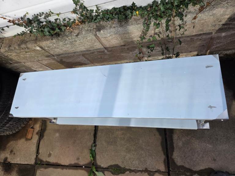 White and Silver Two-Tier Console Table - Good Condition