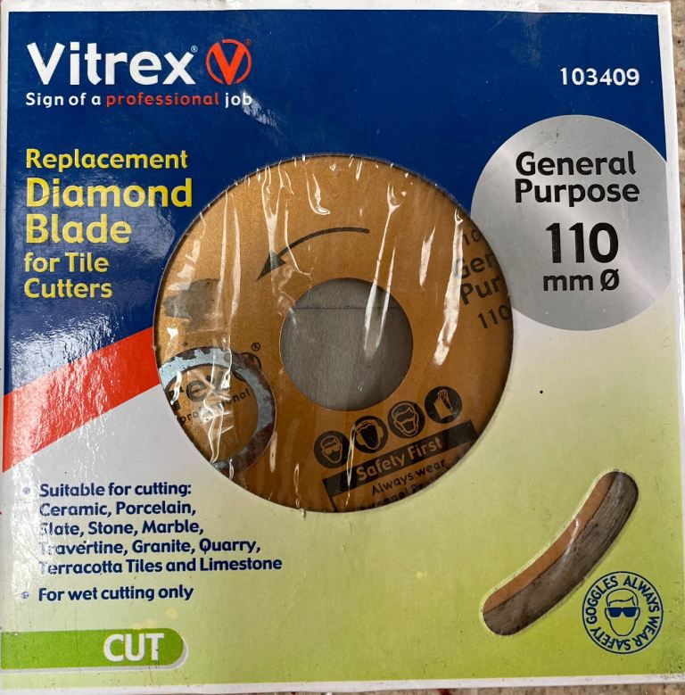 2 x Vitrex 110mm Diamond Cutting Discs for Tile Cutters