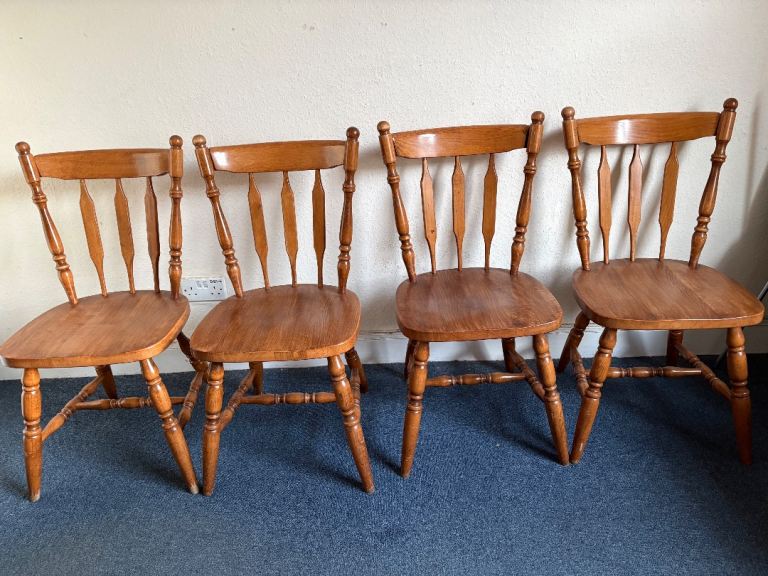 image for Solid pine dining chairs x 4 