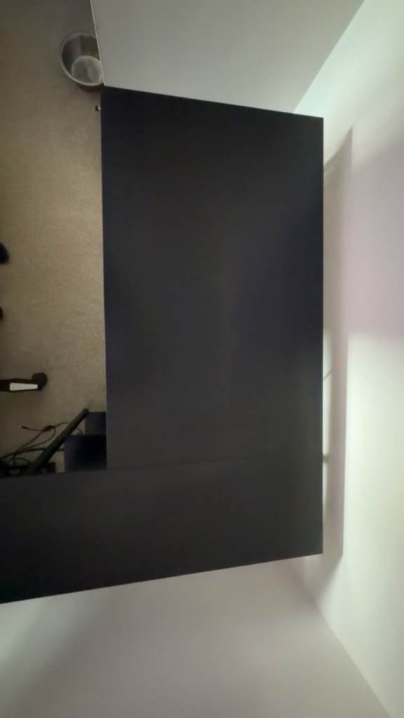 Black L-Shaped Corner Desk with Shelves – Good Condition