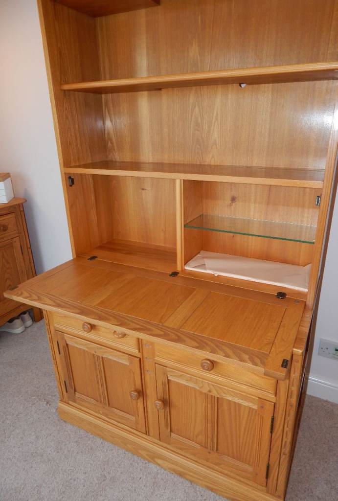 ERCOL MURAL DISPLAY UNIT – DESK – BOOKCASE - DRINKS CABINET in SL/LT Shade