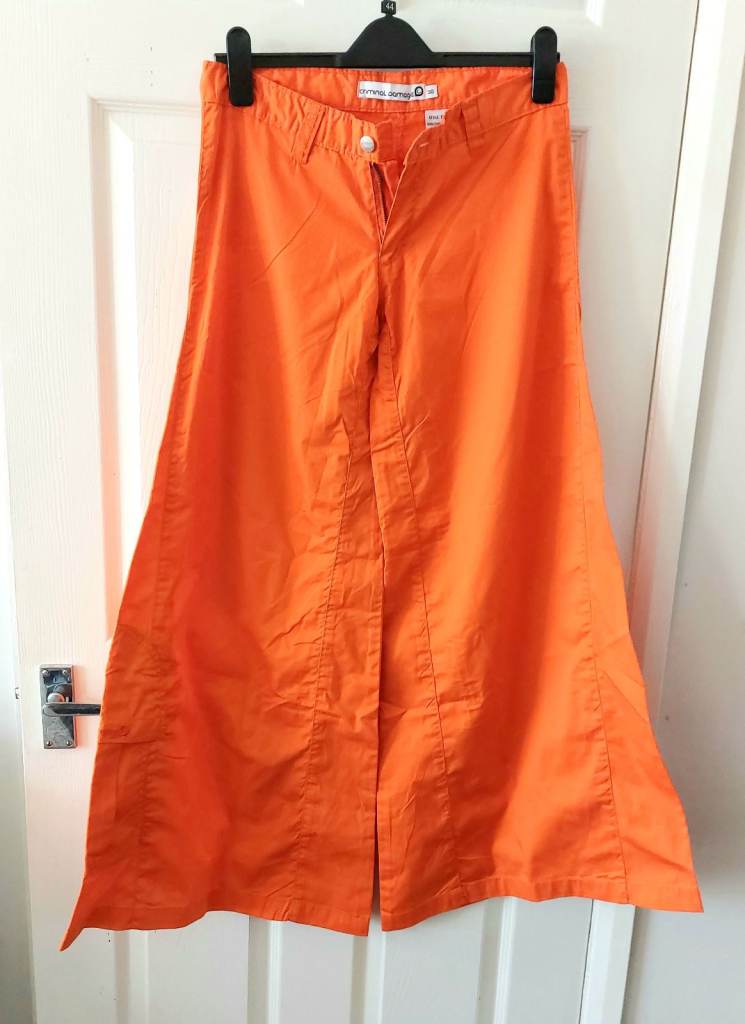 Vintage retro Criminal Damage CD 4 TWILL  Super Wide Leg W30 Flare Trousers NEW