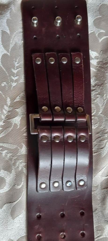 Mens Leather and Stainless Steel Wrist Band