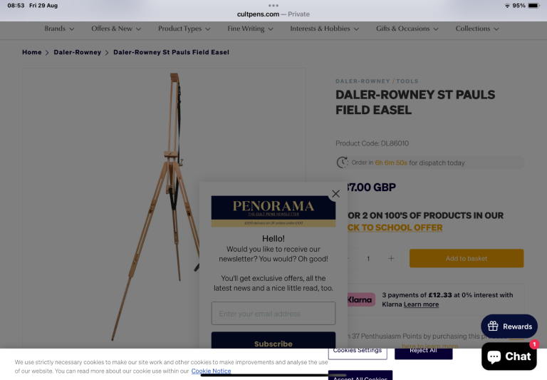 Brand new Daler Rowney adjustable easel 