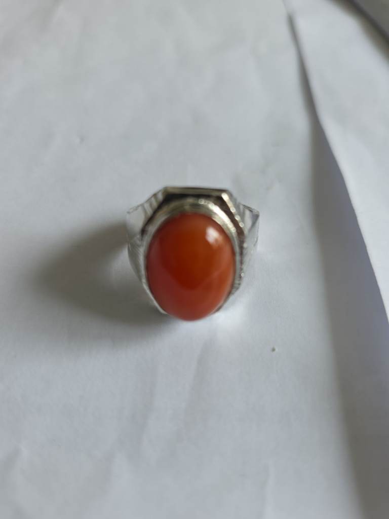 Handmade natural Aqeeq gemstone ring 