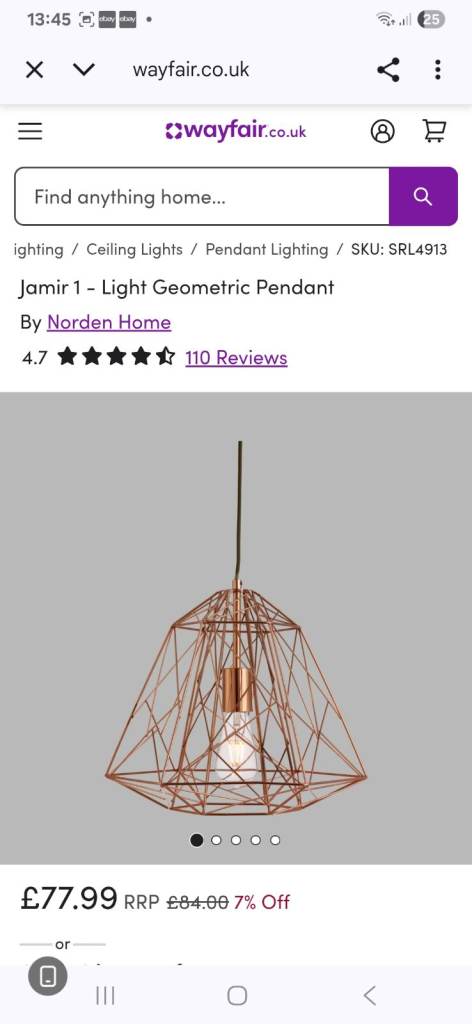 £80 Wayfair Jamir 1 - Light Geometric Pendant