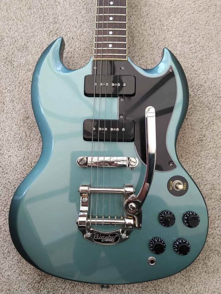 Epiphone SG Special P90 Pelham Blue Bigsby trem Gotoh tuners genuine Epiphone hard case CTS pots