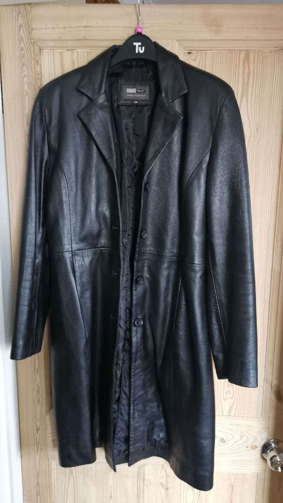 Women knee length leather coat s US/UK medium or large ONO