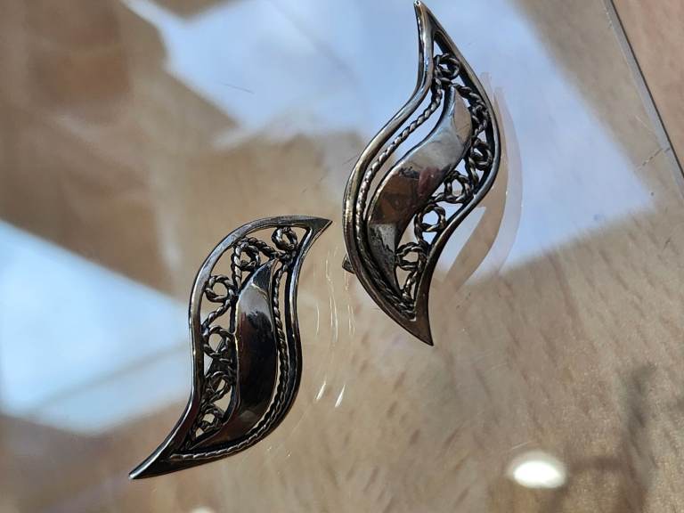 SILVER ORNATE EARRINGS FOR PIERCED EARS