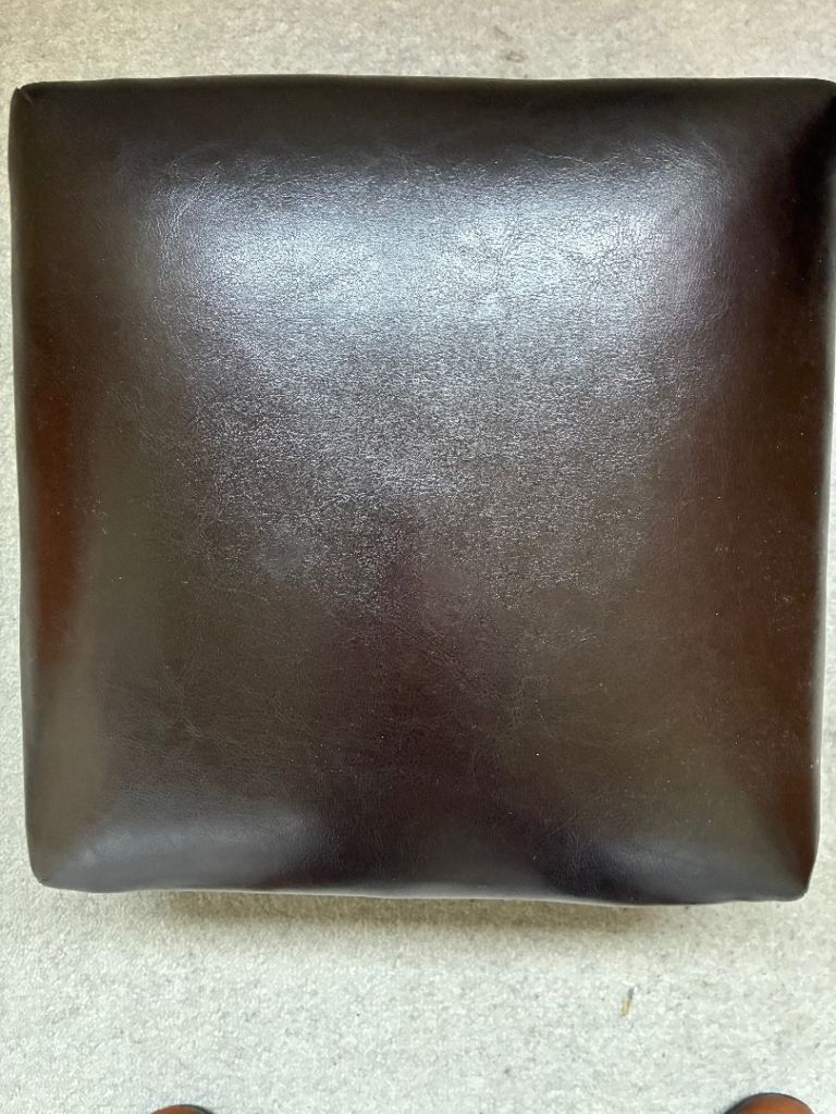 Dunelm Brown Leather Footstool / Stool – Good Condition