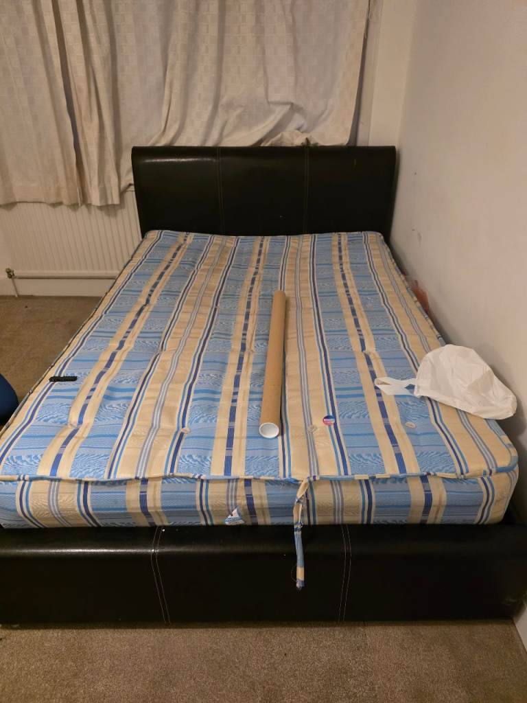 Leather double bed frame