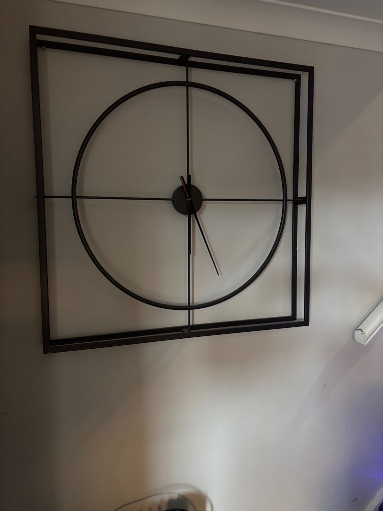 Large Square Metal Wall Clock – Modern Design