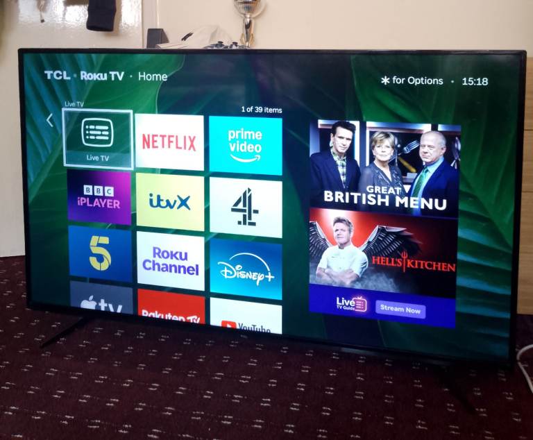 TCl Smart 55 inch 4k ultra HD slim lightweight tv with remote 
