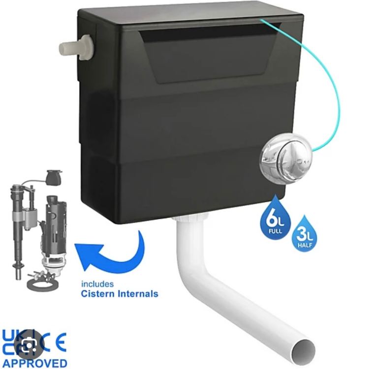 Universal Side Entry Concealed Toilet Cistern with WC Dual Flush Chrome Push Button