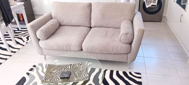John Lewis Medium 2 Seater Sofa – Grey Fabric with Metal Legs