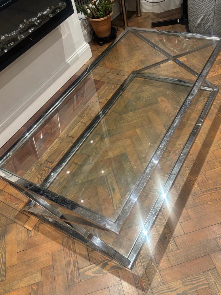 Glass and Chrome Coffee Table – Good Condition