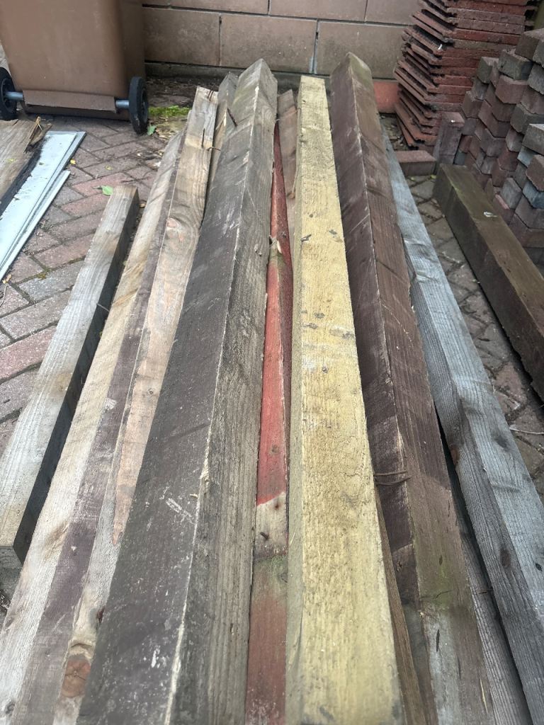 Various Reclaimed Timber Posts and Planks for Garden Projects