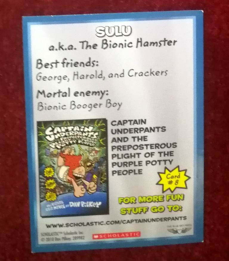 9 x Captain Underpants Collectible Cards Numbered 3 to 11 Scholastic 2010