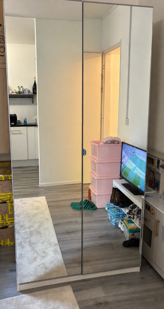 Pax wardrobe with mirror doors 