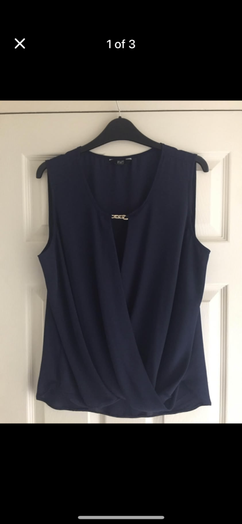 (608) Navy blouse, size 16 (fits a 14 better)