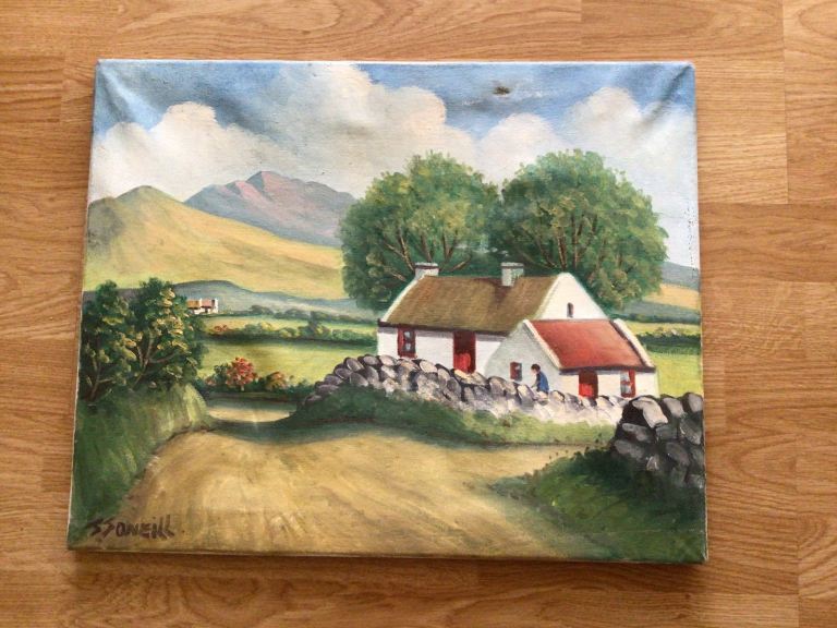 Original oil painting thatched cottage JJ O’Neill