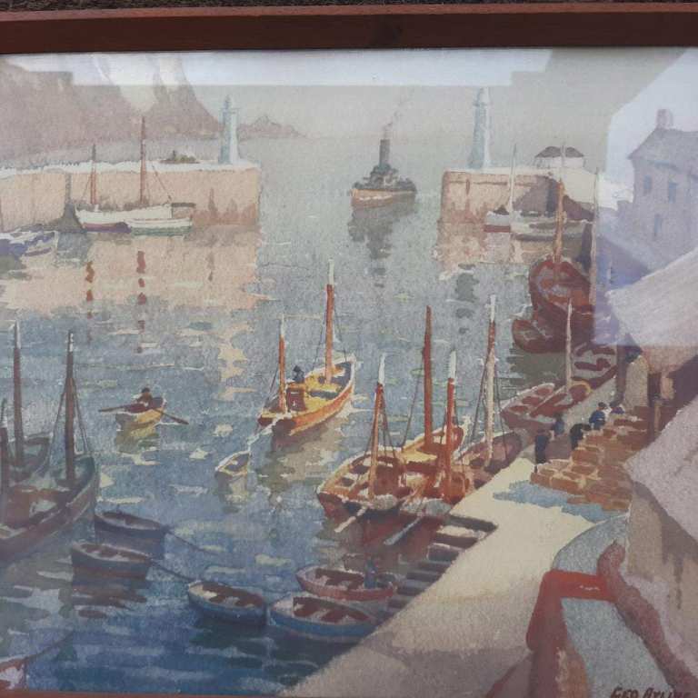 George Ayling Harbor Boats Vintage Print