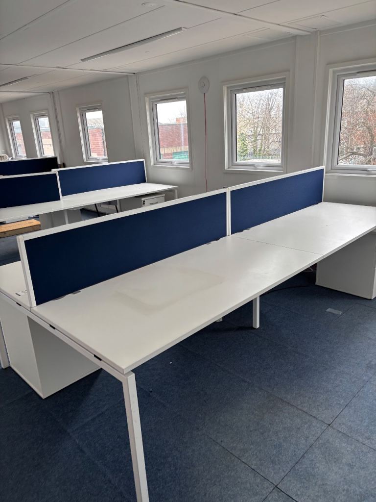 Pod of 4 desks with partitions 