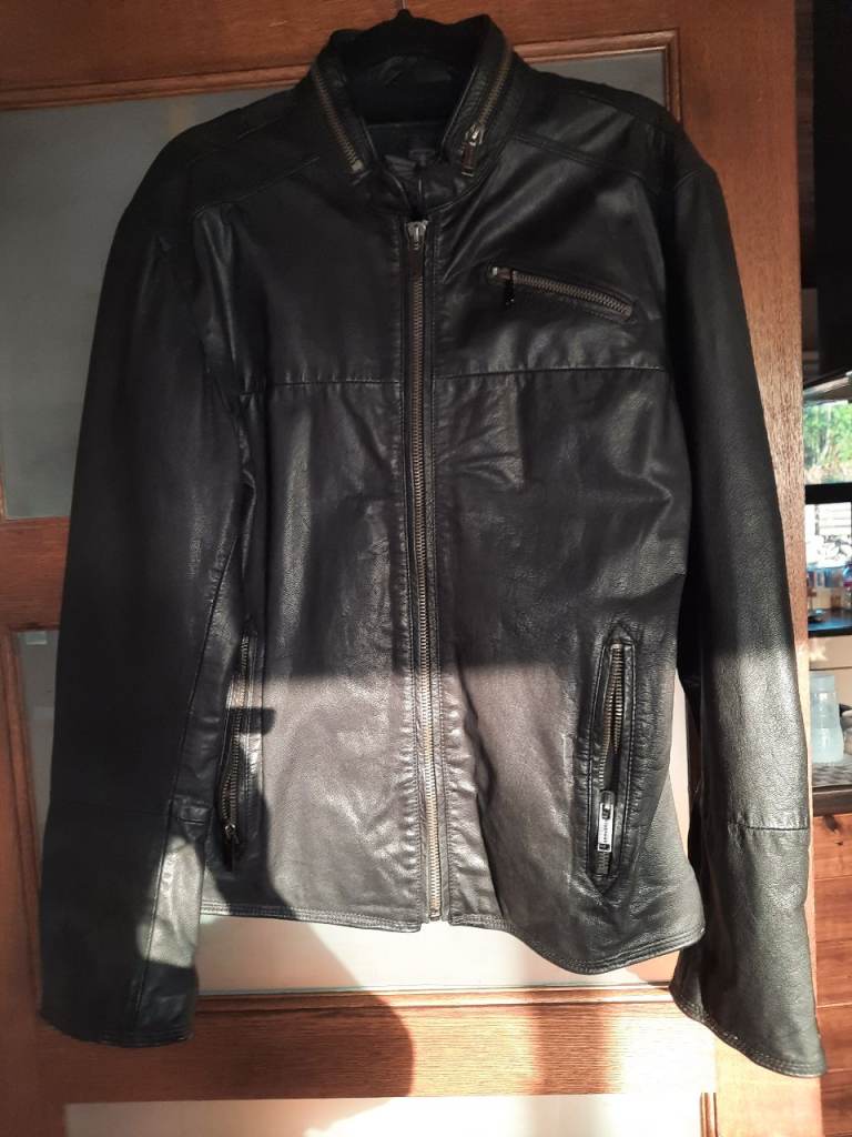 Men's Black Leather Firetrap Jacket 