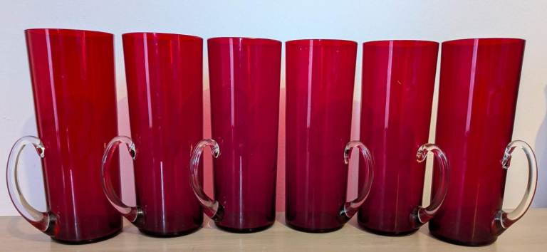 Mid-Century Tall Ruby Glasses ONO